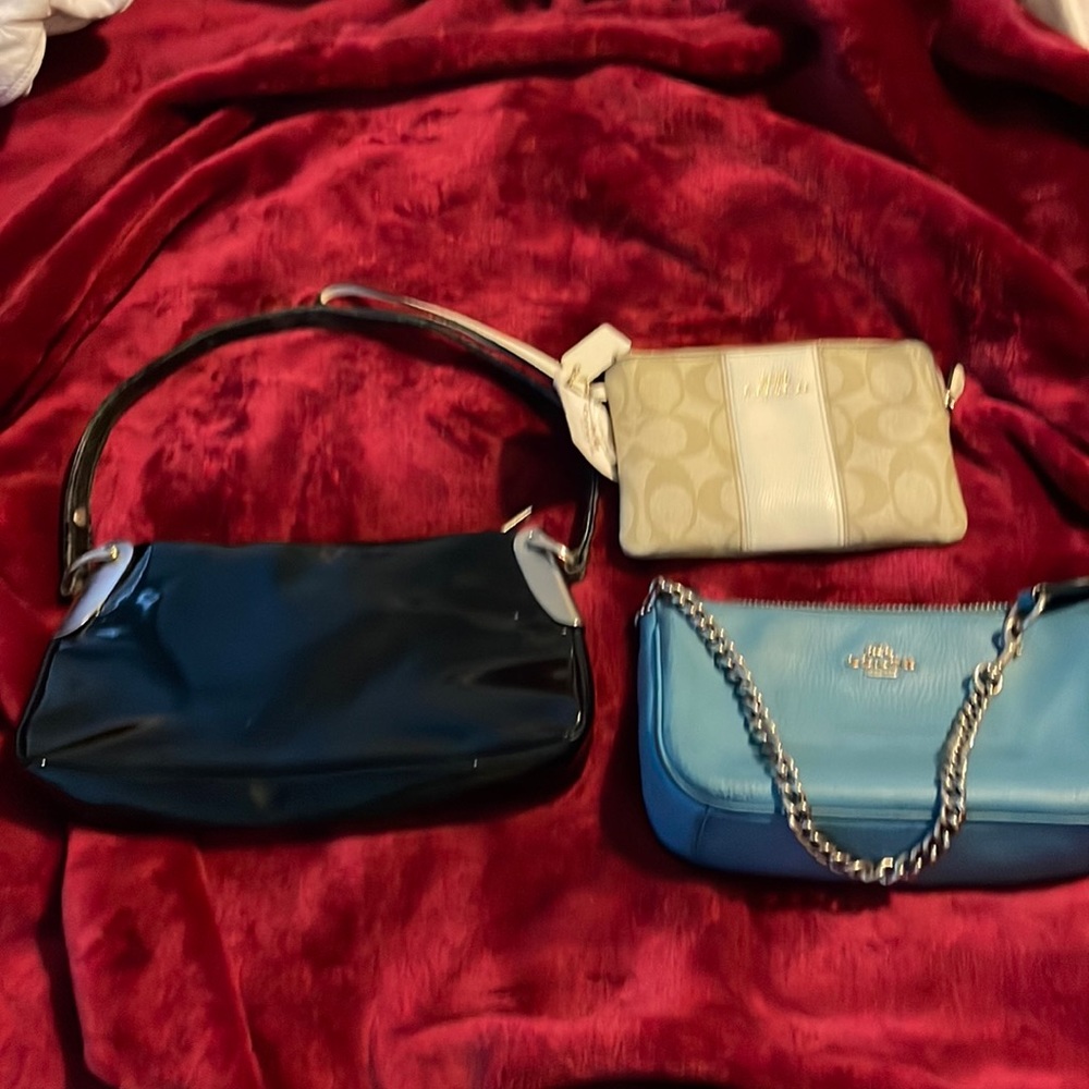 Coach and Armani handbag, wristlet, clutch